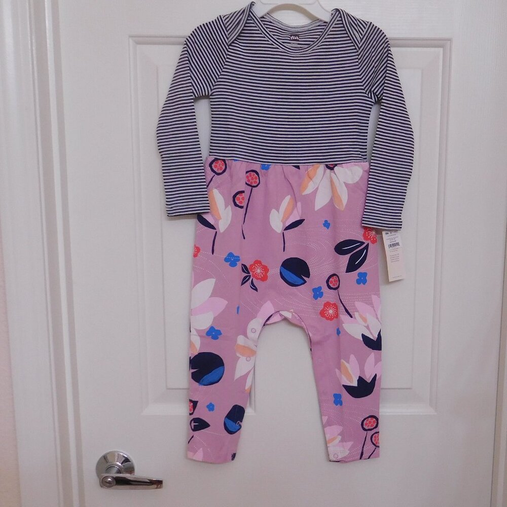 NWT Tea Collection Kimono Floral Mix Print Pants Romper sz 18-24 Months